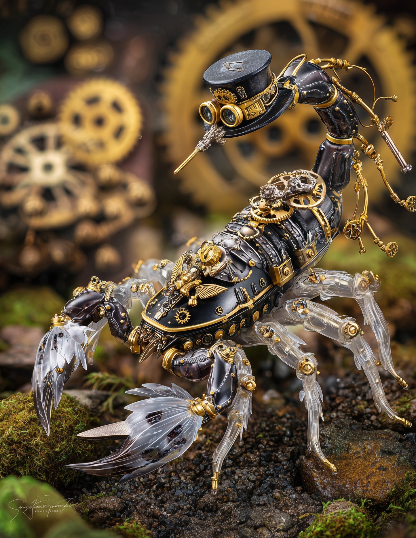 Scorpion — Steampunk Art, Charcoal Contrast Digital Wall Art, 3 Sizes Included, Living Room Decor