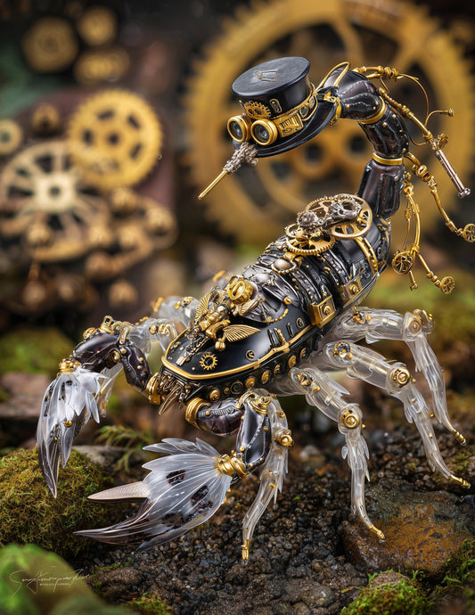 Scorpion — Steampunk Art, Charcoal Contrast Digital Wall Art, 3 Sizes Included, Living Room Decor