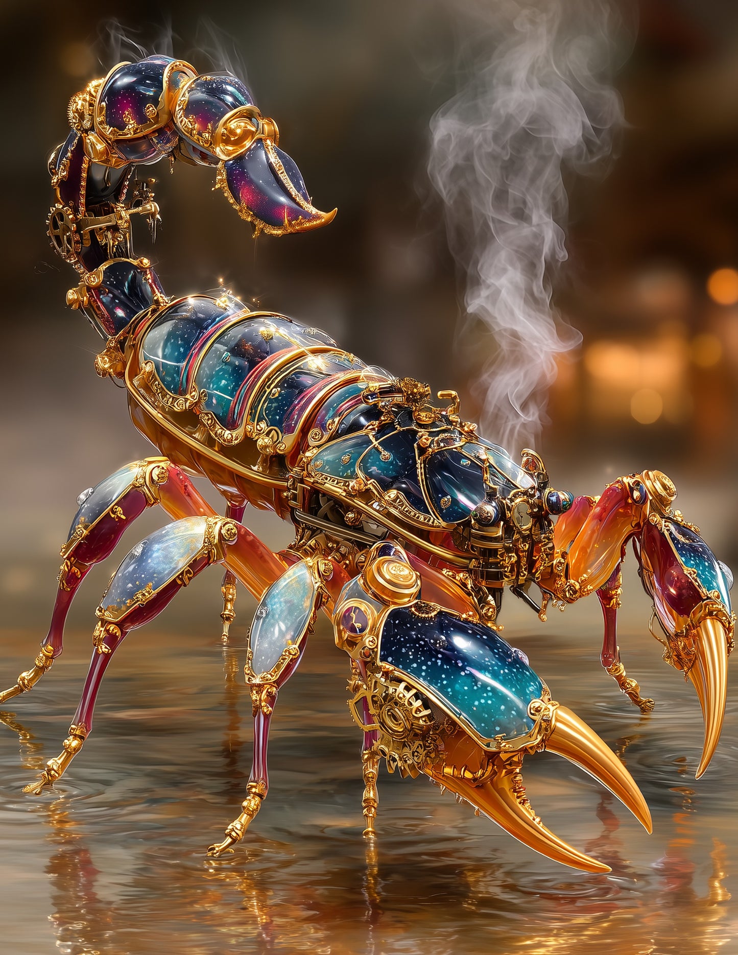 Scorpion — Steampunk Art, Teal Highlights Digital Wall Art, 3 Sizes Included, Living Room Decor