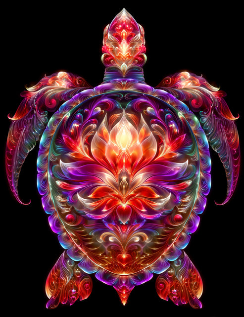 Sea Turtle — Fractal Filigree Art, Coral Bloom Digital Wall Art, 3 Siz ...