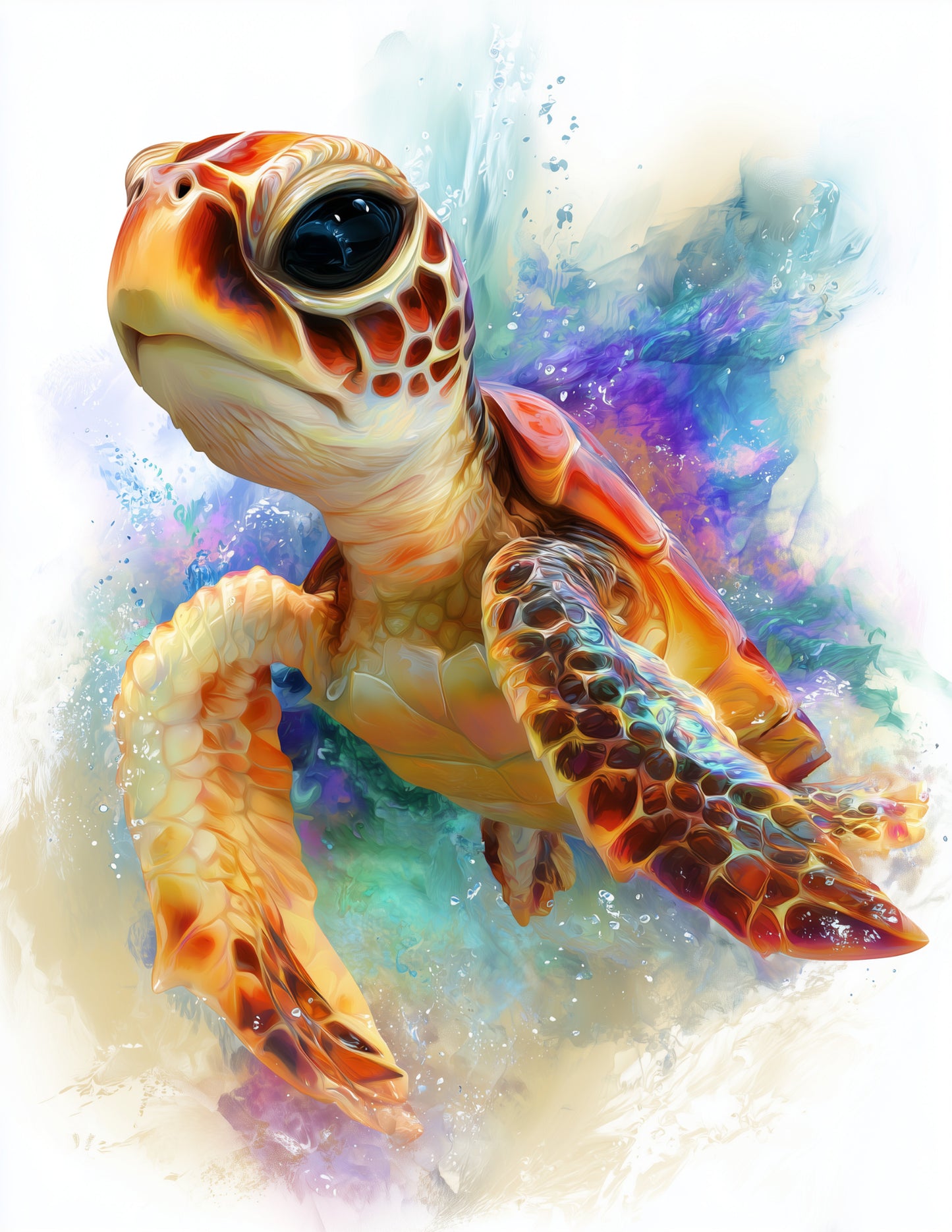 Sea Turtle — Nursery Art, Bright Colors Digital Wall Art, 3 Sizes Included, Nursery Decor