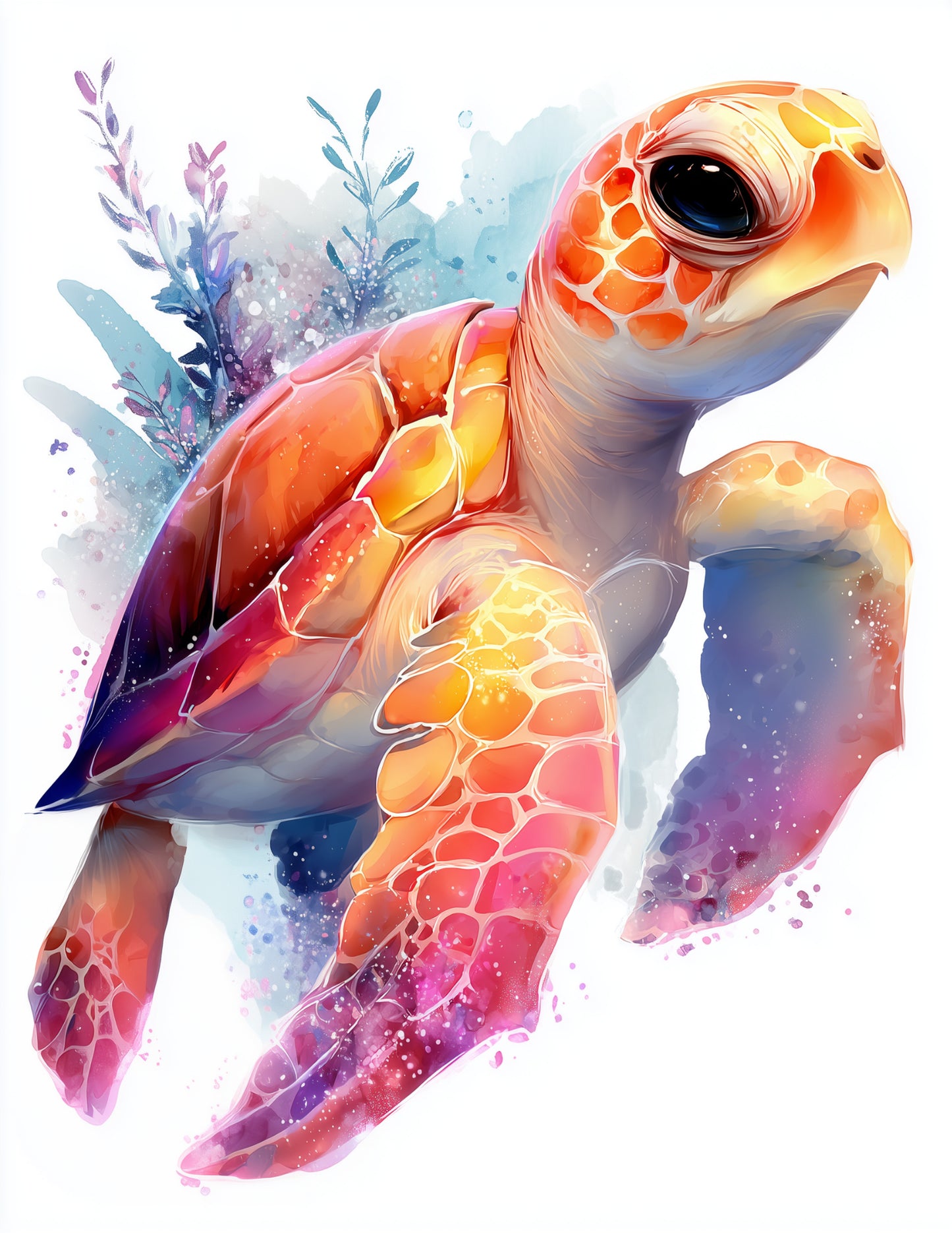 Sea Turtle — Nursery Art, Playful Hues Digital Wall Art, 3 Sizes Included, Nursery Decor