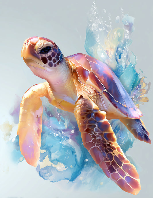 Sea Turtle — Nursery Art, Soft Pastels Digital Wall Art, 3 Sizes Included, Nursery Decor