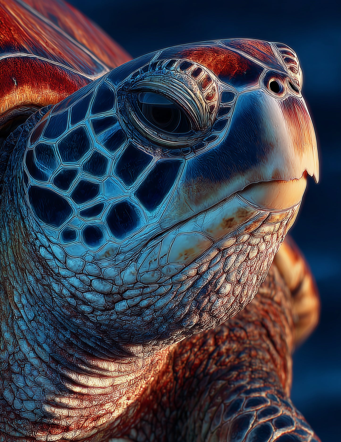 Sea Turtle — Realistic Art, Calm Depths Digital Wall Art, 3 Sizes Included, Living Room Decor