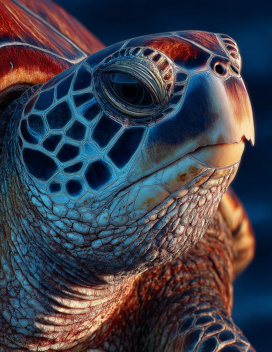 Sea Turtle — Realistic Art, Calm Depths Digital Wall Art, 3 Sizes Included, Living Room Decor