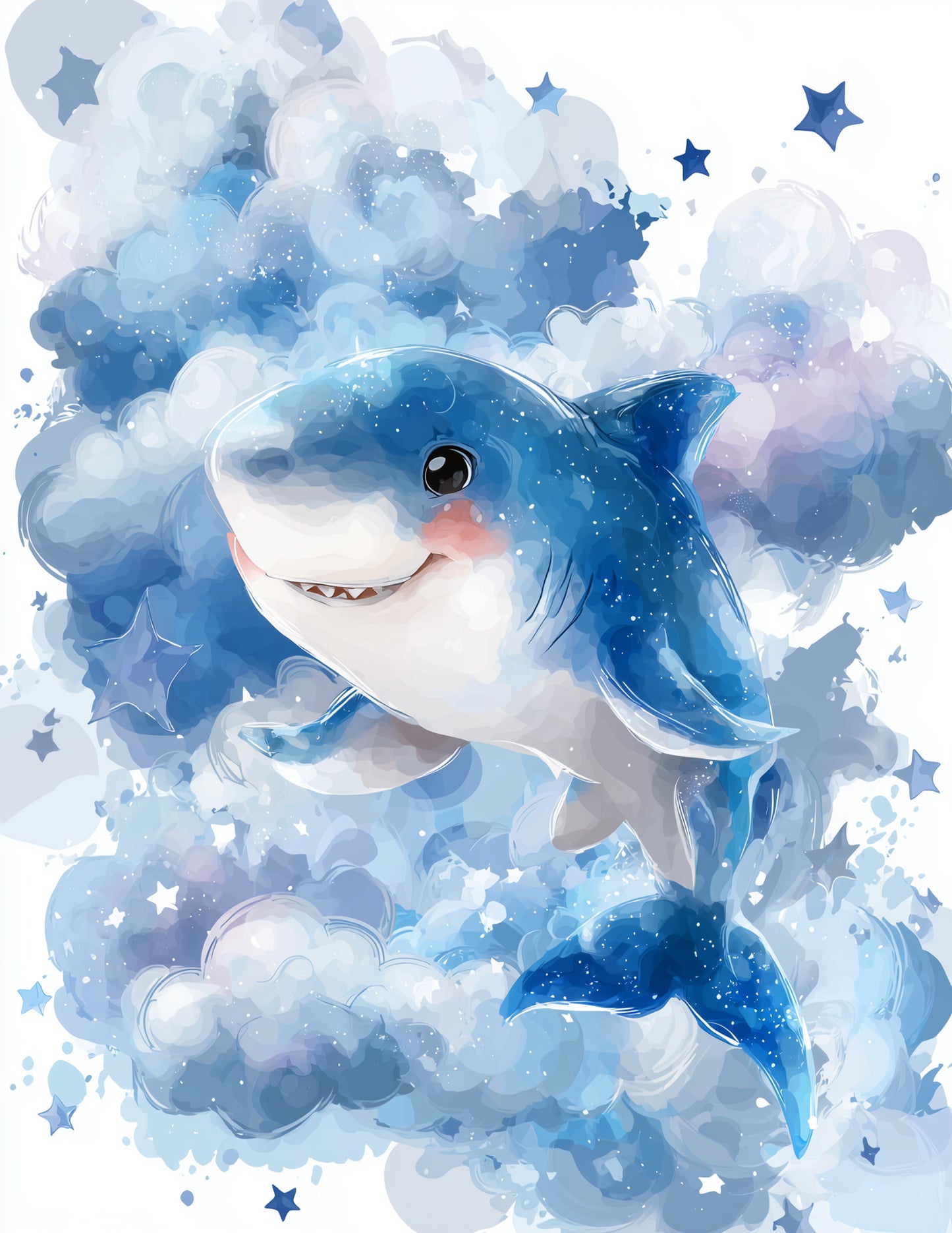 Shark — Nursery Art, Night Stars Digital Wall Art, 3 Sizes Included, Nursery Decor