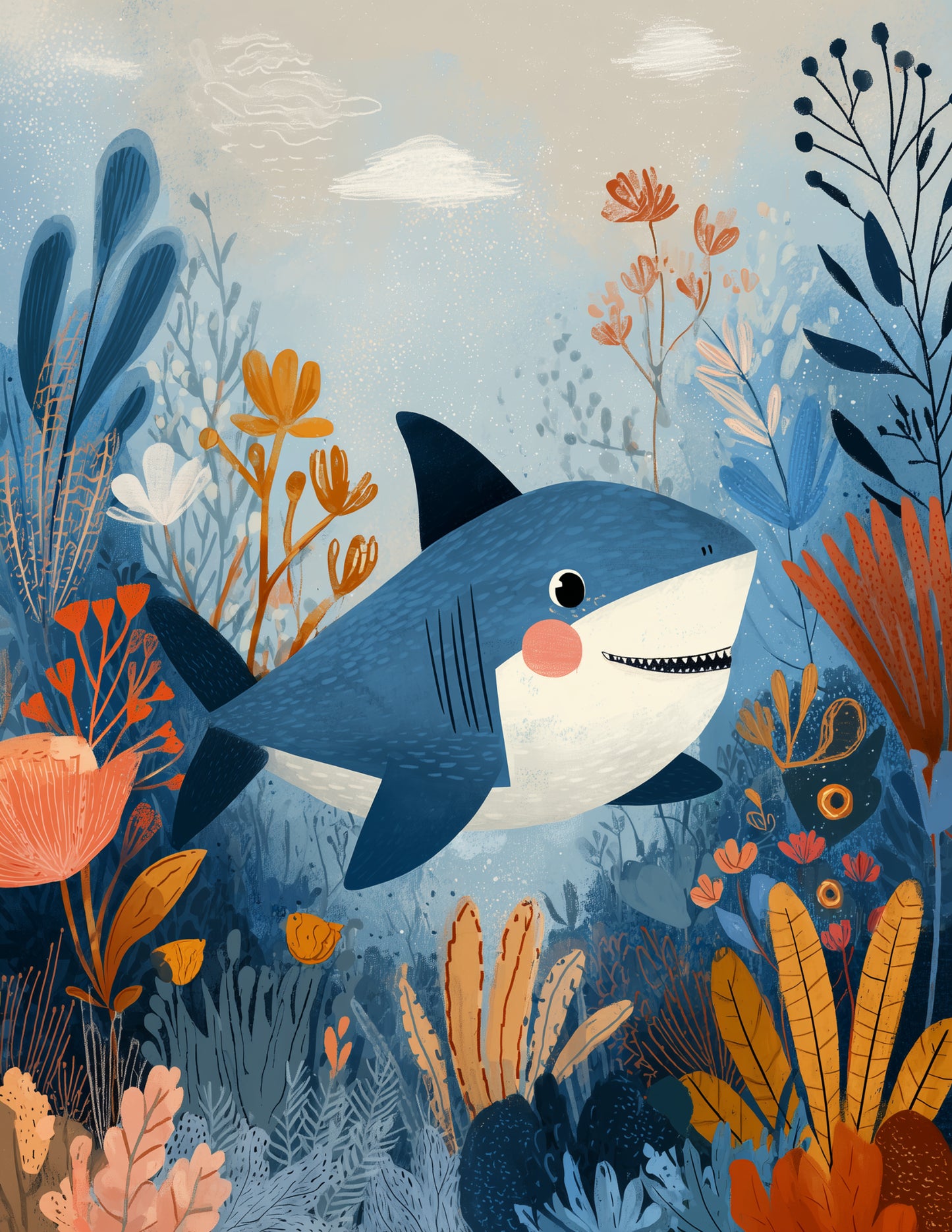 Shark — Nursery Art, Playful Scene Digital Wall Art, 3 Sizes Included, Nursery Decor