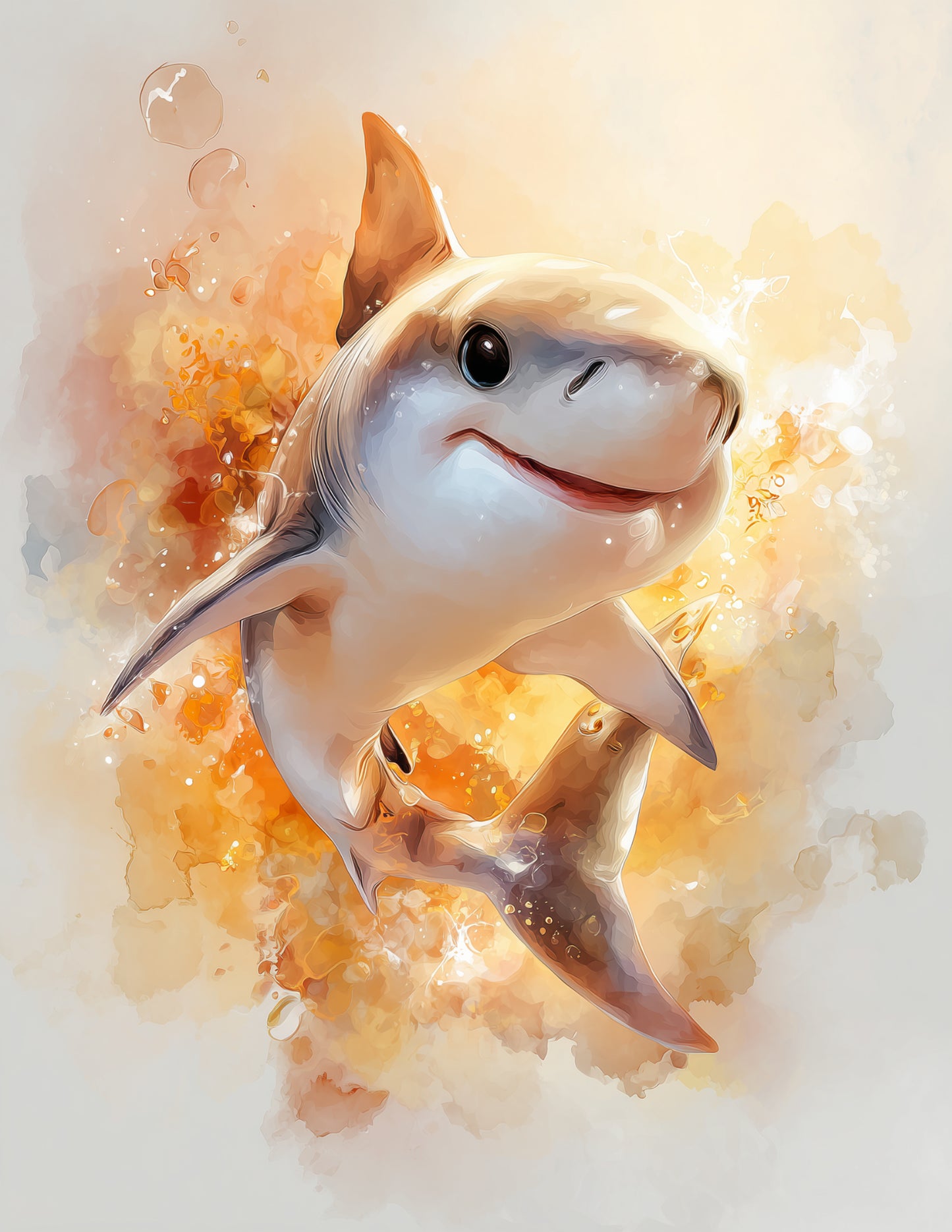 Shark — Nursery Art, Soft Pastels Digital Wall Art, 3 Sizes Included, Nursery Decor