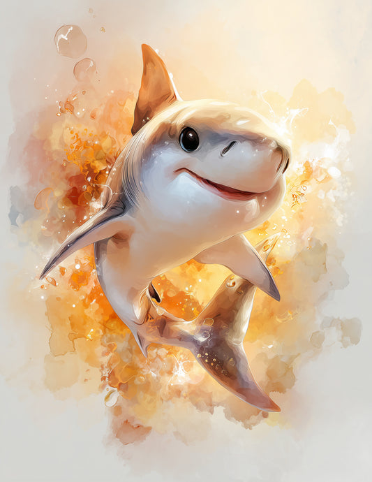 Shark — Nursery Art, Soft Pastels Digital Wall Art, 3 Sizes Included, Nursery Decor