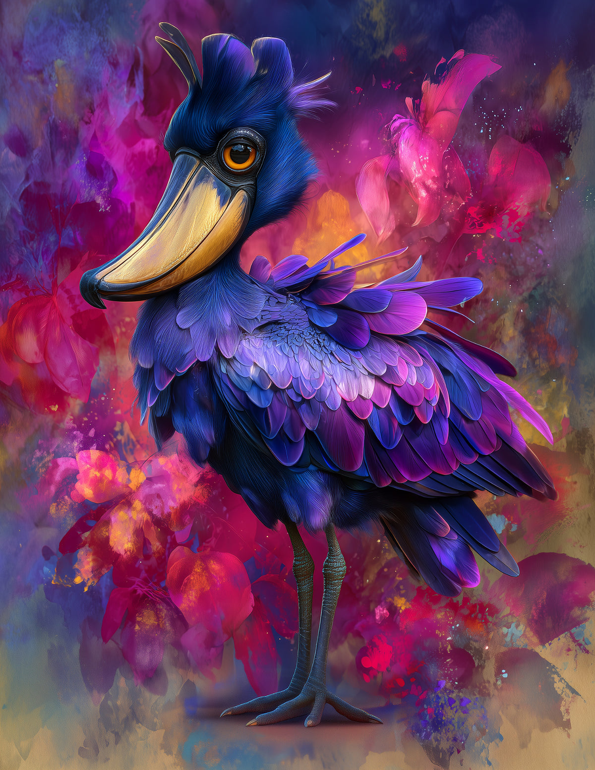 Shoebill Stork — Cute Cartoon Art, Soft Pastels Digital Wall Art, 3 Sizes Included, Nursery Decor