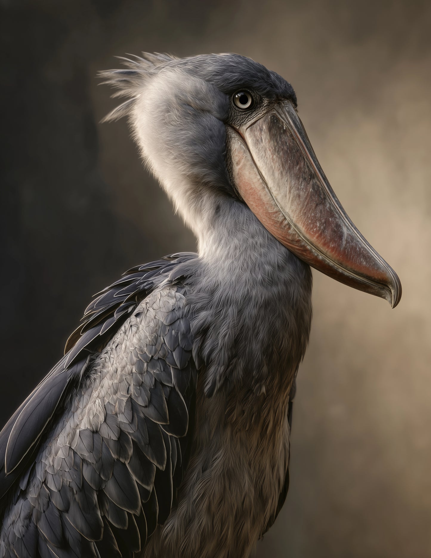 Shoebill Stork — Realistic Art, Balanced Tones Digital Wall Art, 3 Sizes Included, Living Room Decor