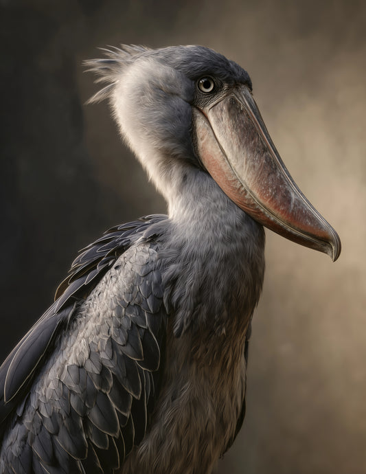 Shoebill Stork — Realistic Art, Balanced Tones Digital Wall Art, 3 Sizes Included, Living Room Decor