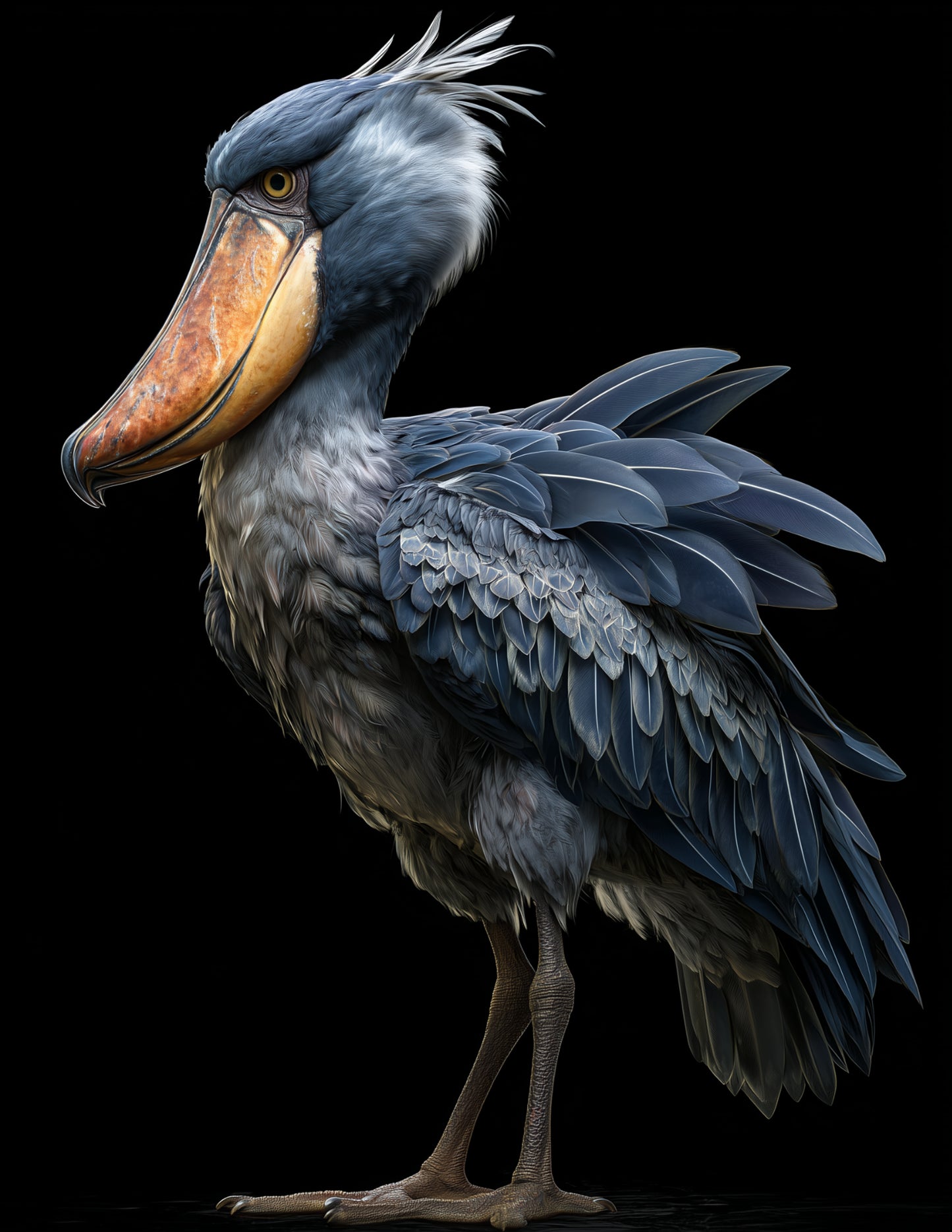 Shoebill Stork — Realistic Art, Midnight Tones Digital Wall Art, 3 Sizes Included, Living Room Decor