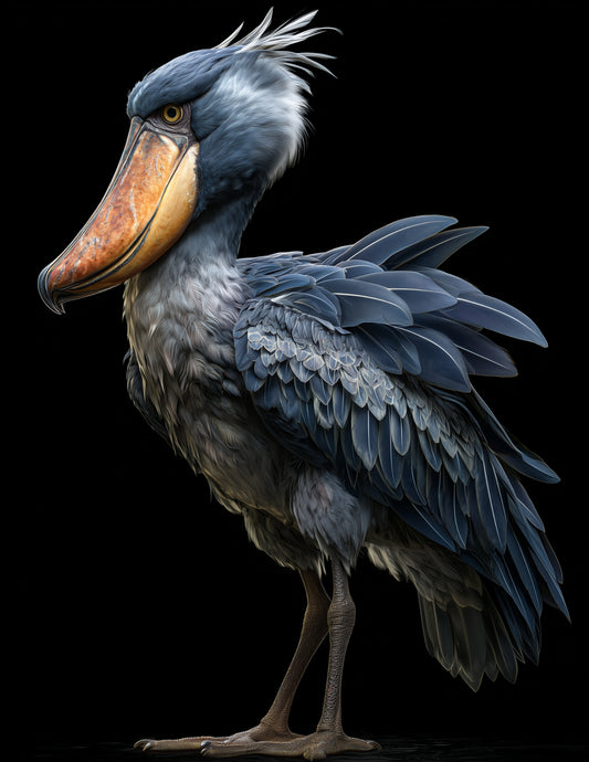 Shoebill Stork — Realistic Art, Midnight Tones Digital Wall Art, 3 Sizes Included, Living Room Decor