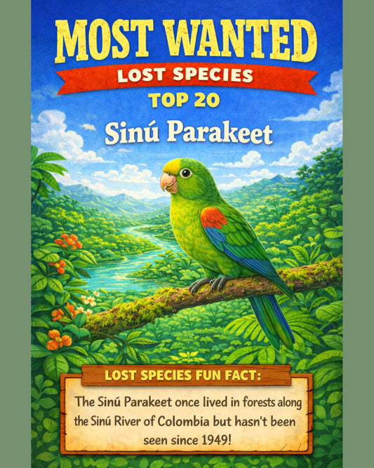 Sinú Parakeet — Lost Species Art, Most Wanted Top 20, 3 Sizes Included, Living Room Decor