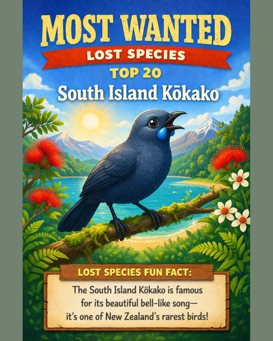 South Island Kōkako — Lost Species Art, Most Wanted Top 20, 3 Sizes Included, Living Room Decor