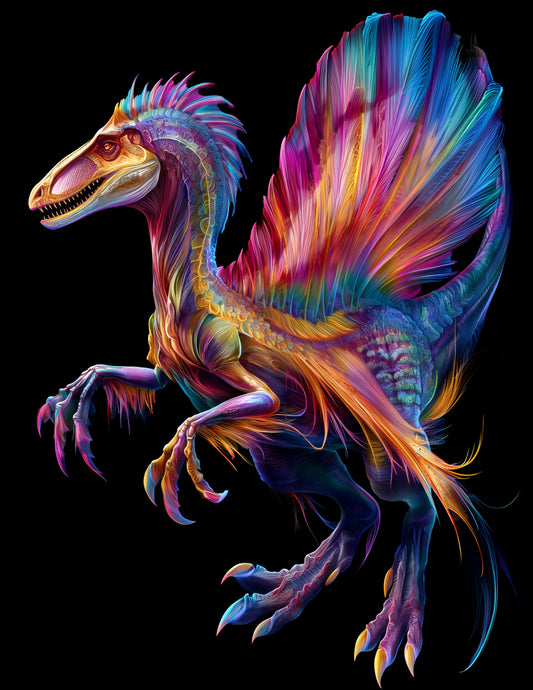 Spinosaurus — Chromatic Filament Art, Bold Hues Digital Wall Art, 3 Sizes Included, Living Room Decor