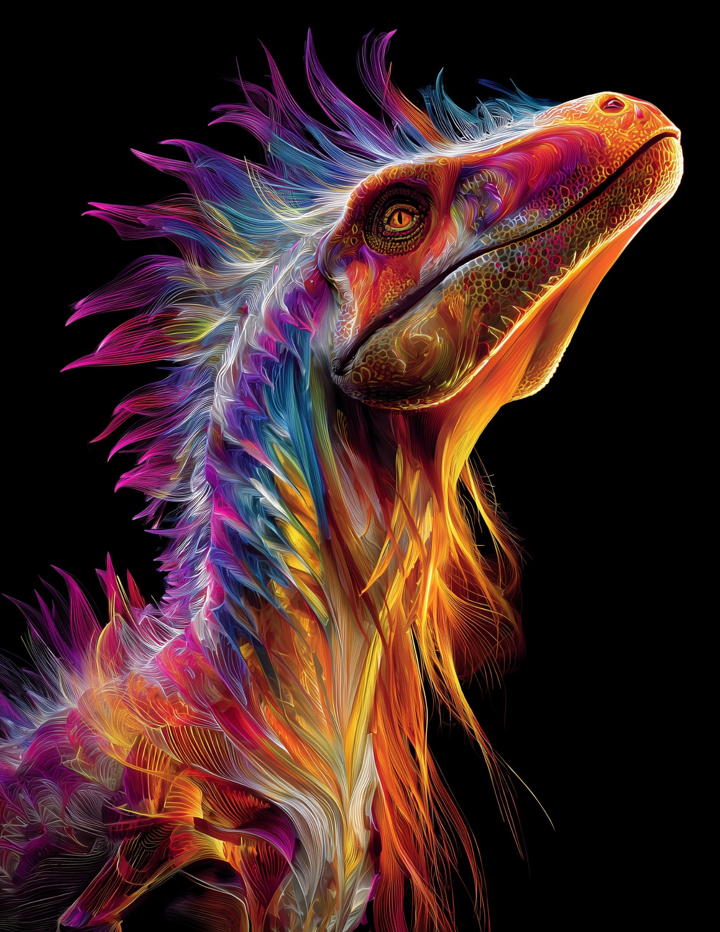 Spinosaurus — Chromatic Filament Art, Saturated Tones Digital Wall Art, 3 Sizes Included, Living Room Decor