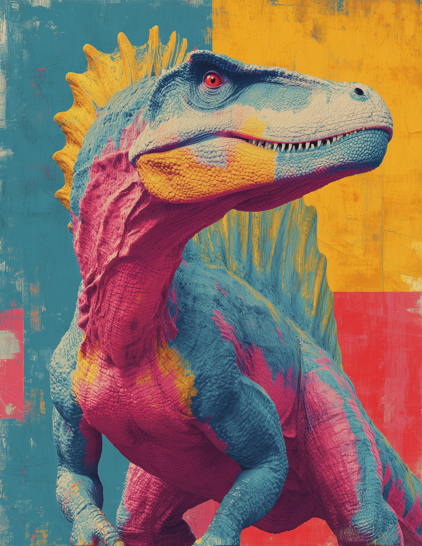 Spinosaurus — Pop Art, Layered Hues Digital Wall Art, 3 Sizes Included, Living Room Decor