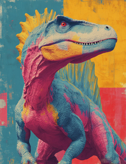Spinosaurus — Pop Art, Layered Hues Digital Wall Art, 3 Sizes Included, Living Room Decor