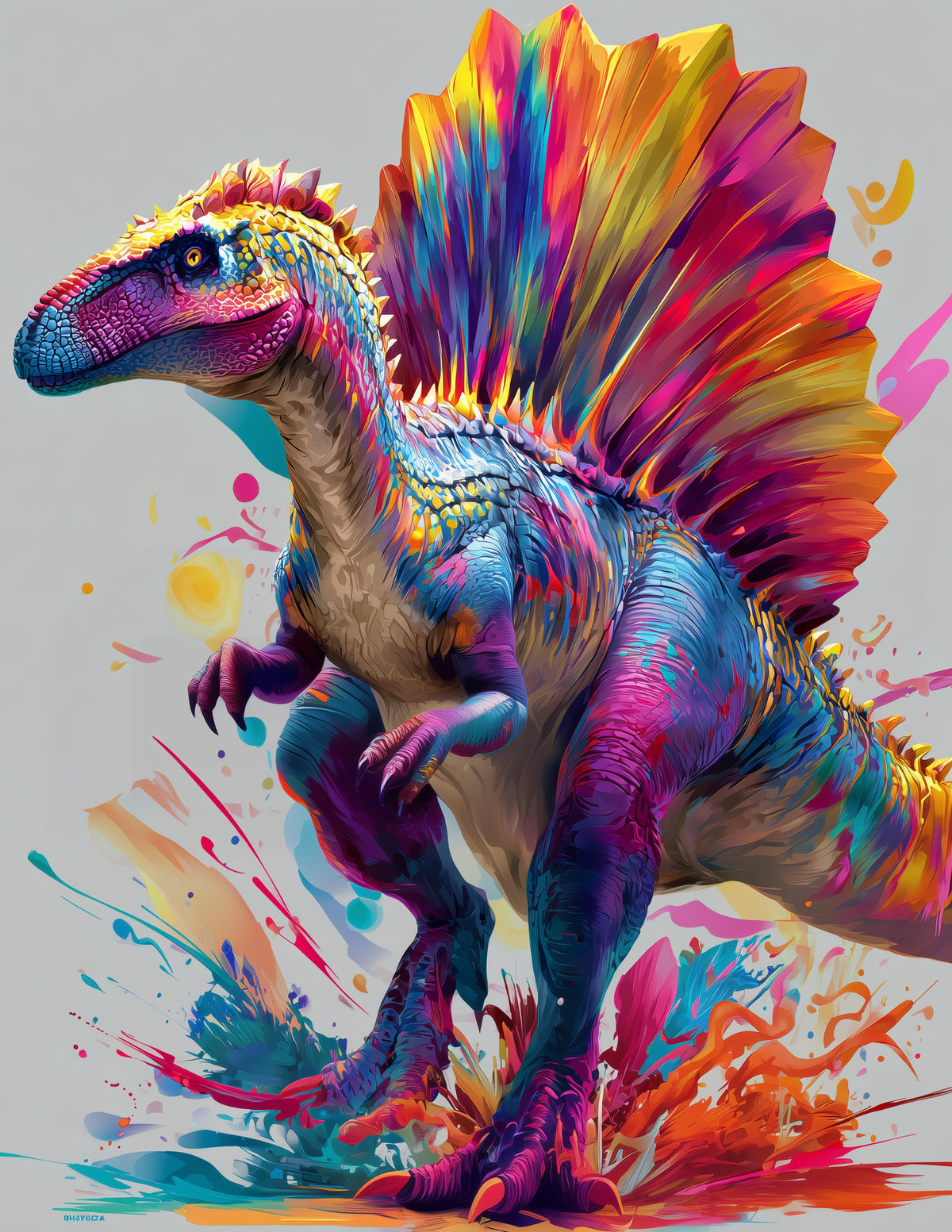 Spinosaurus — Pop Art, Vibrant Tones Digital Wall Art, 3 Sizes Included, Living Room Decor