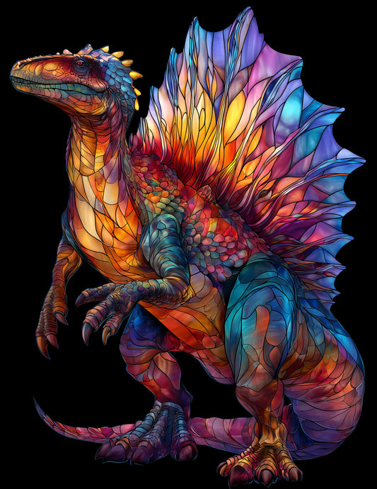 Spinosaurus — Stained Glass Art, Bold Contrast Digital Wall Art, 3 Sizes Included, Living Room Decor
