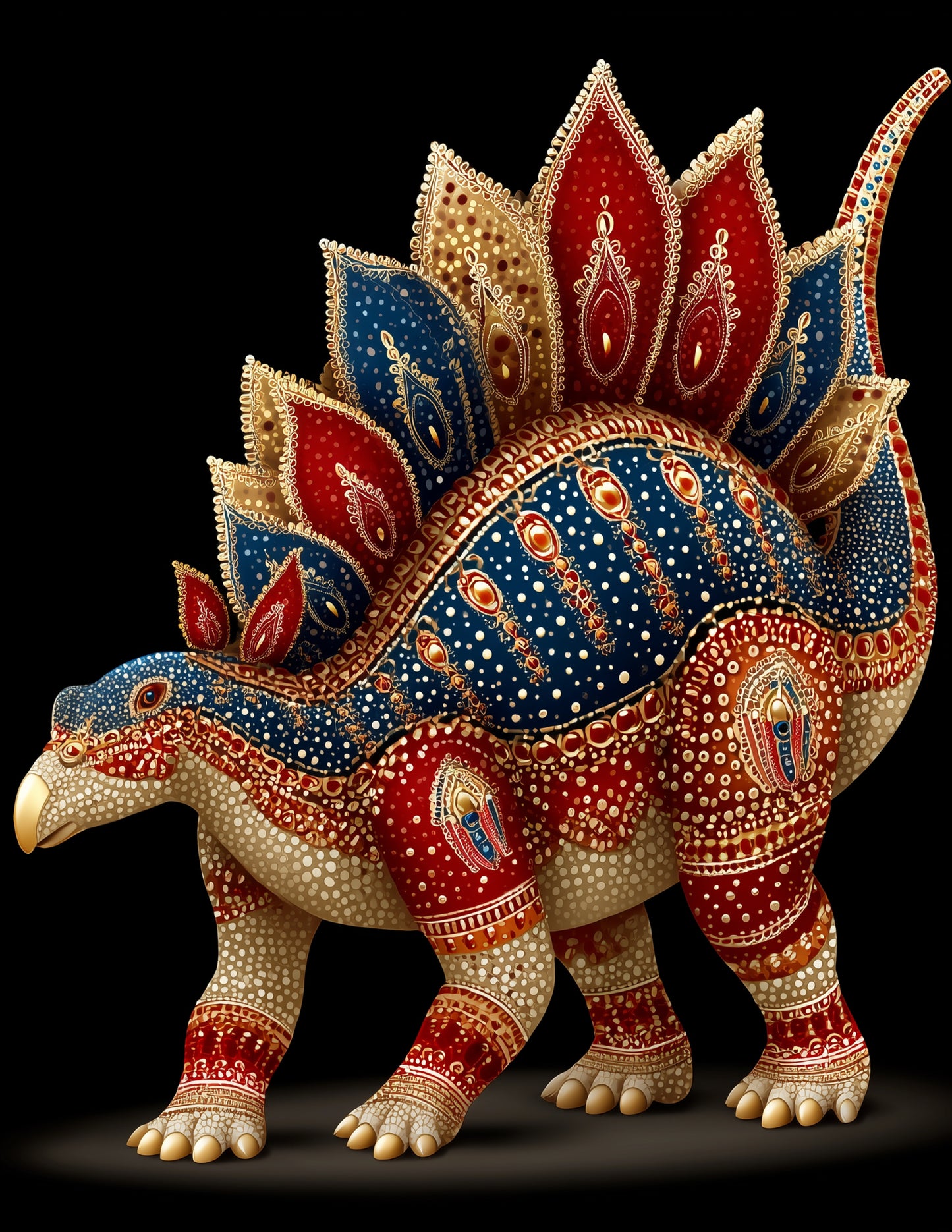 Stegosaurus — Fractal Filigree Art, Ornate Spectrum Digital Wall Art, 3 Sizes Included, Living Room Decor