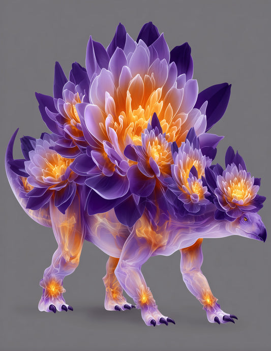 Stegosaurus — Fractal Filigree Art, Violet Bloom Digital Wall Art, 3 Sizes Included, Living Room Decor