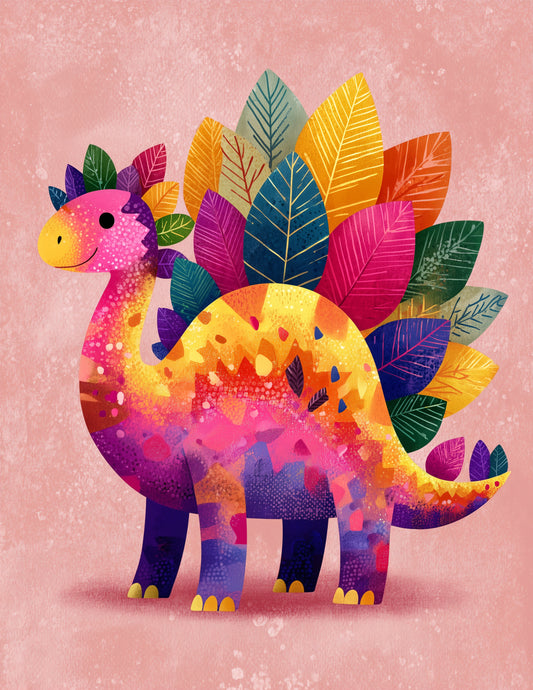 Stegosaurus — Nursery Art, Colorful Tones Digital Wall Art, 3 Sizes Included, Nursery Decor