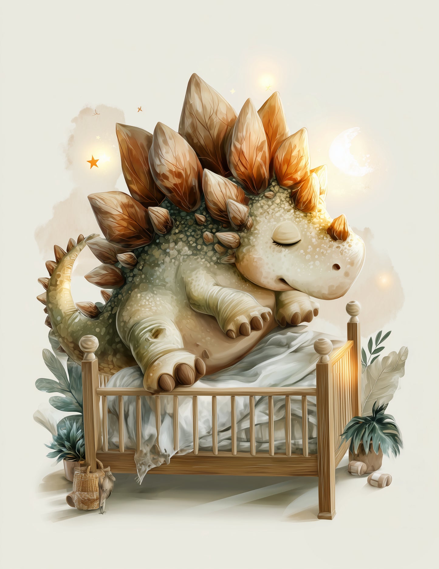 Stegosaurus — Nursery Art, Soft Pastels Digital Wall Art, 3 Sizes Included, Nursery Decor
