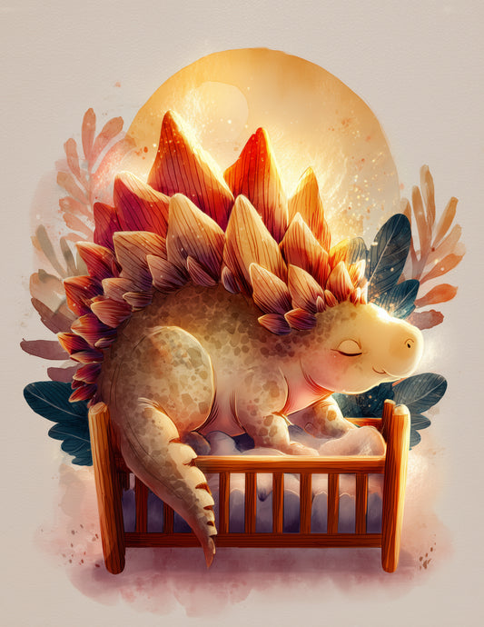 Stegosaurus — Nursery Art, Warm Tones Digital Wall Art, 3 Sizes Included, Nursery Decor