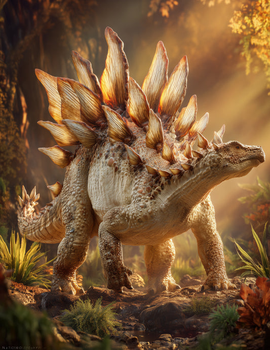 Stegosaurus — Realistic Art, Forest Tones Digital Wall Art, 3 Sizes Included, Living Room Decor