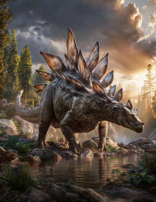 Stegosaurus — Realistic Art, Shadow Tones Digital Wall Art, 3 Sizes Included, Living Room Decor