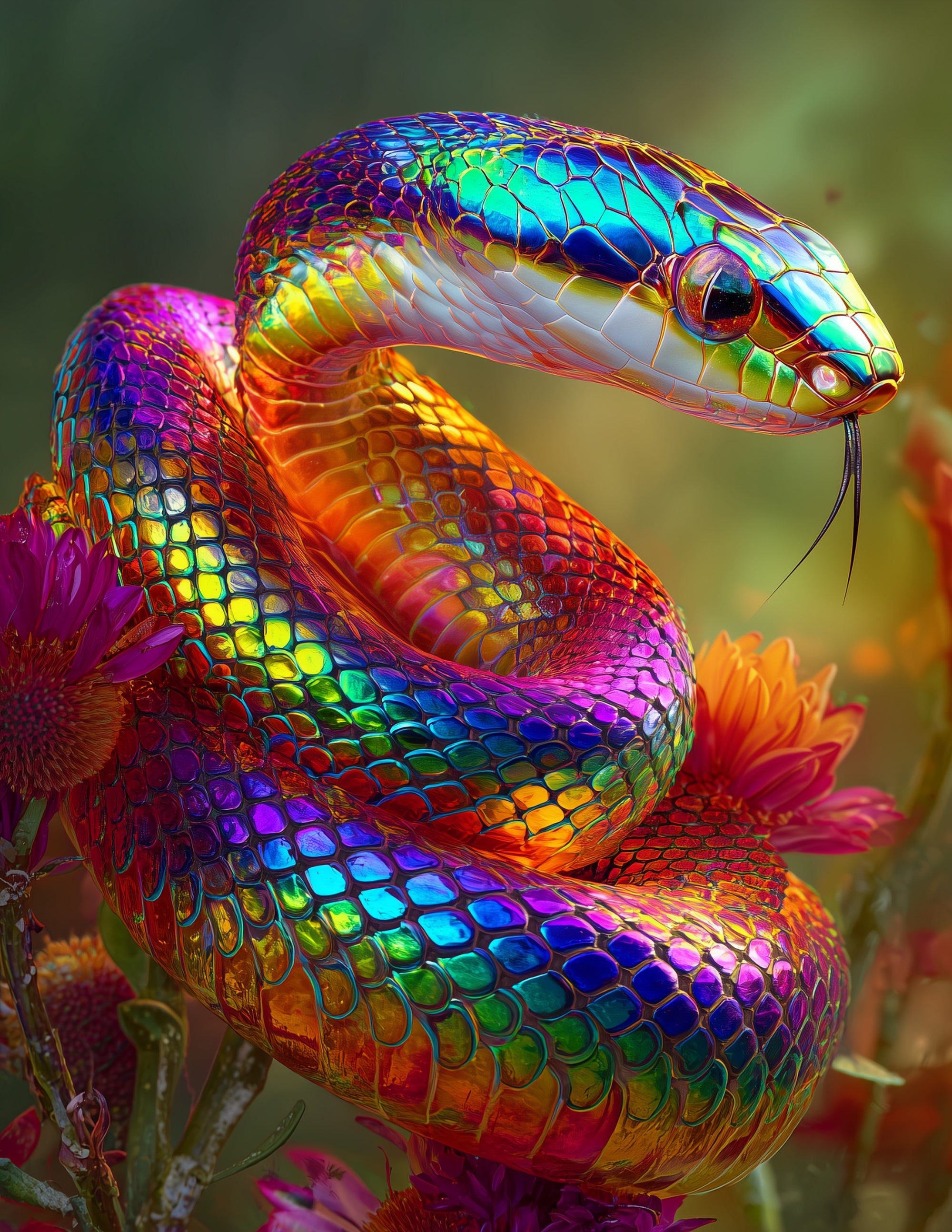 Sunbeam Snake — Boho Art, Bold Contrast Digital Wall Art, 3 Sizes Included, Living Room Decor