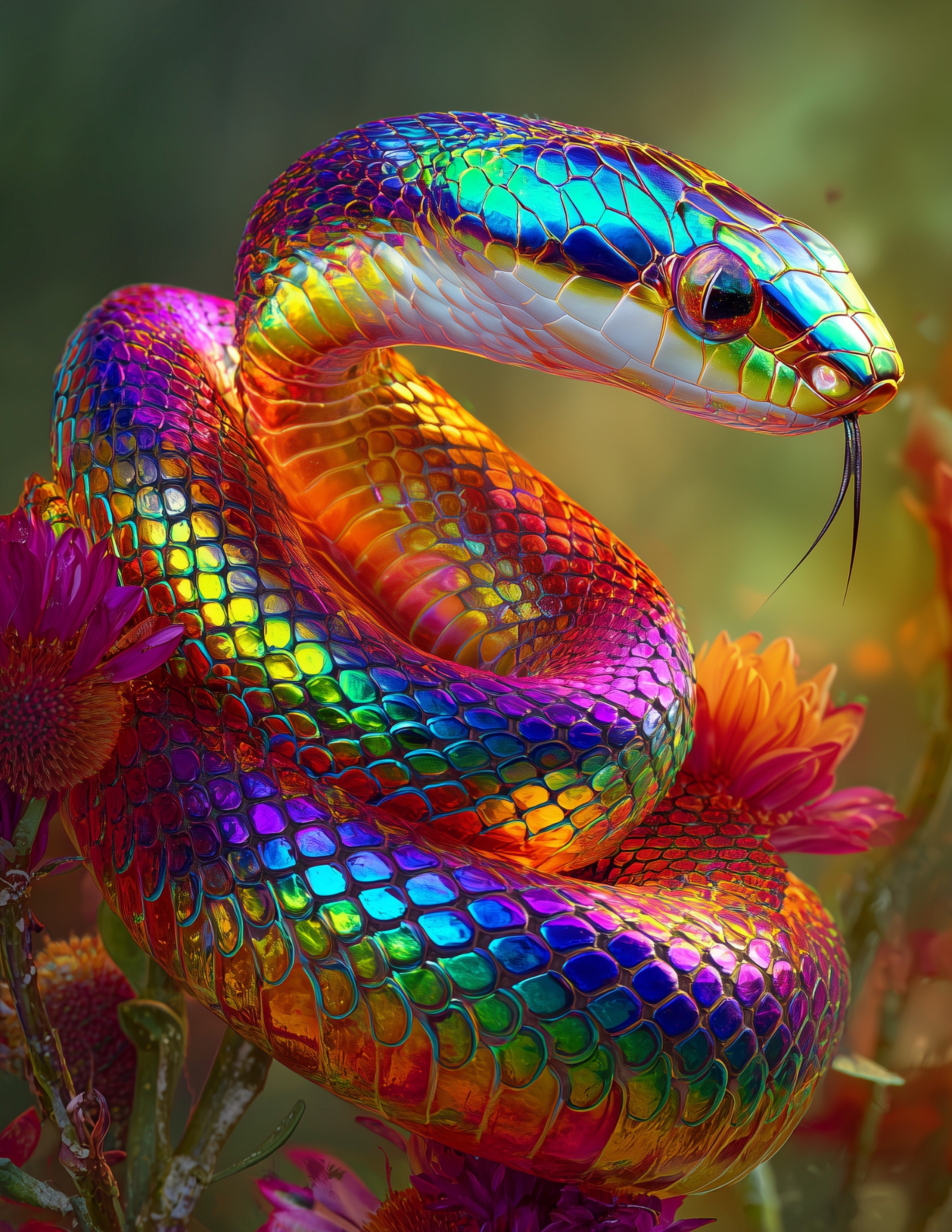 Sunbeam Snake — Boho Art, Bold Contrast Digital Wall Art, 3 Sizes Included, Living Room Decor