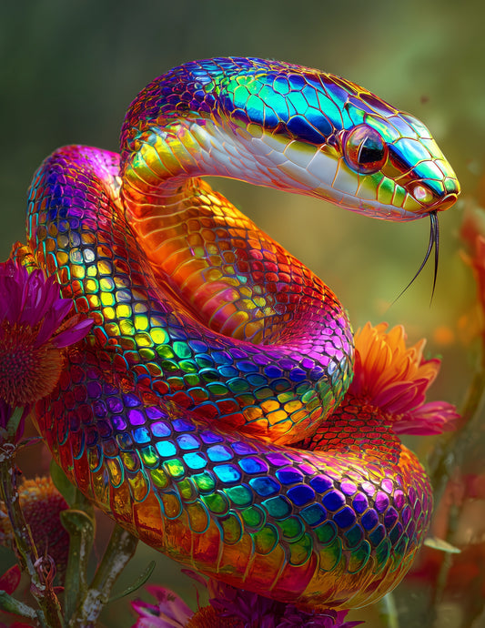 Sunbeam Snake — Boho Art, Bold Contrast Digital Wall Art, 3 Sizes Included, Living Room Decor