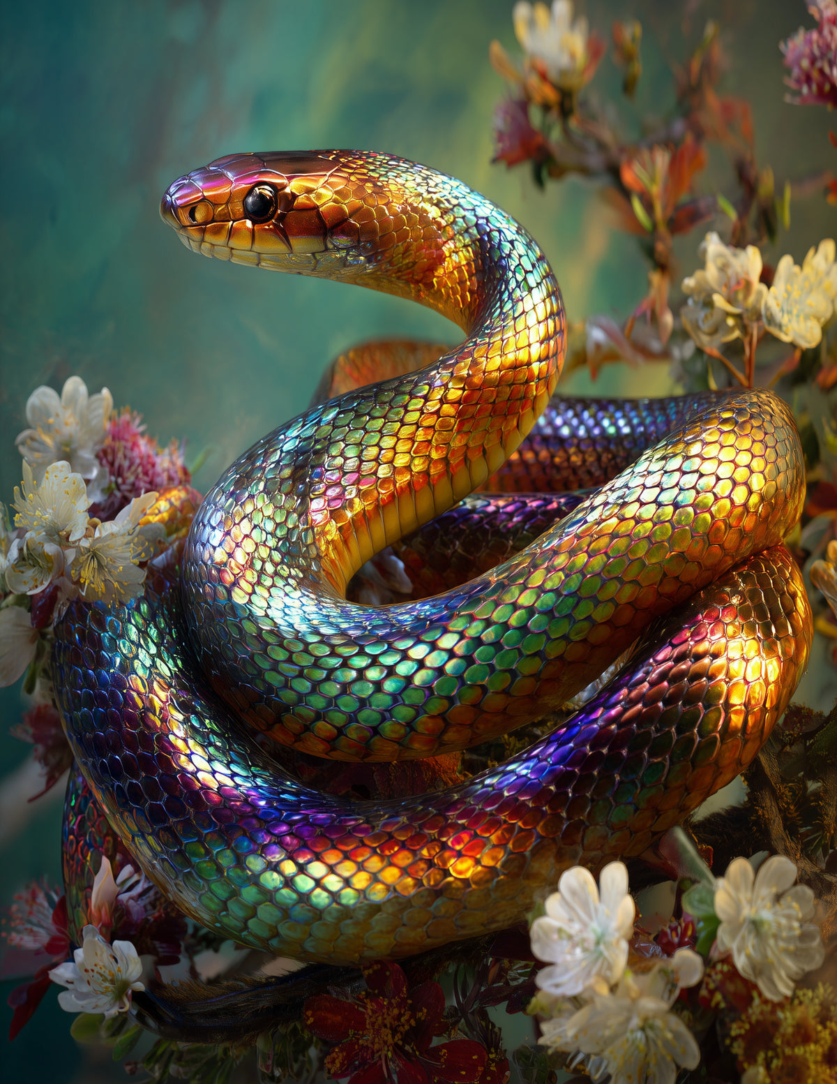 Sunbeam Snake — Boho Art, Warm Pastels Digital Wall Art, 3 Sizes Included, Living Room Decor