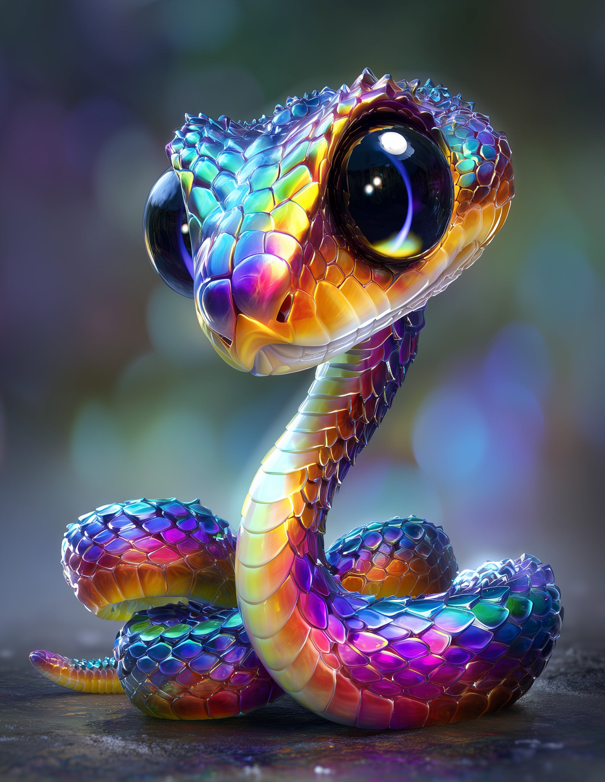 Sunbeam Snake — Cute Cartoon Art, Bold Contrast Digital Wall Art, 3 Sizes Included, Nursery Decor