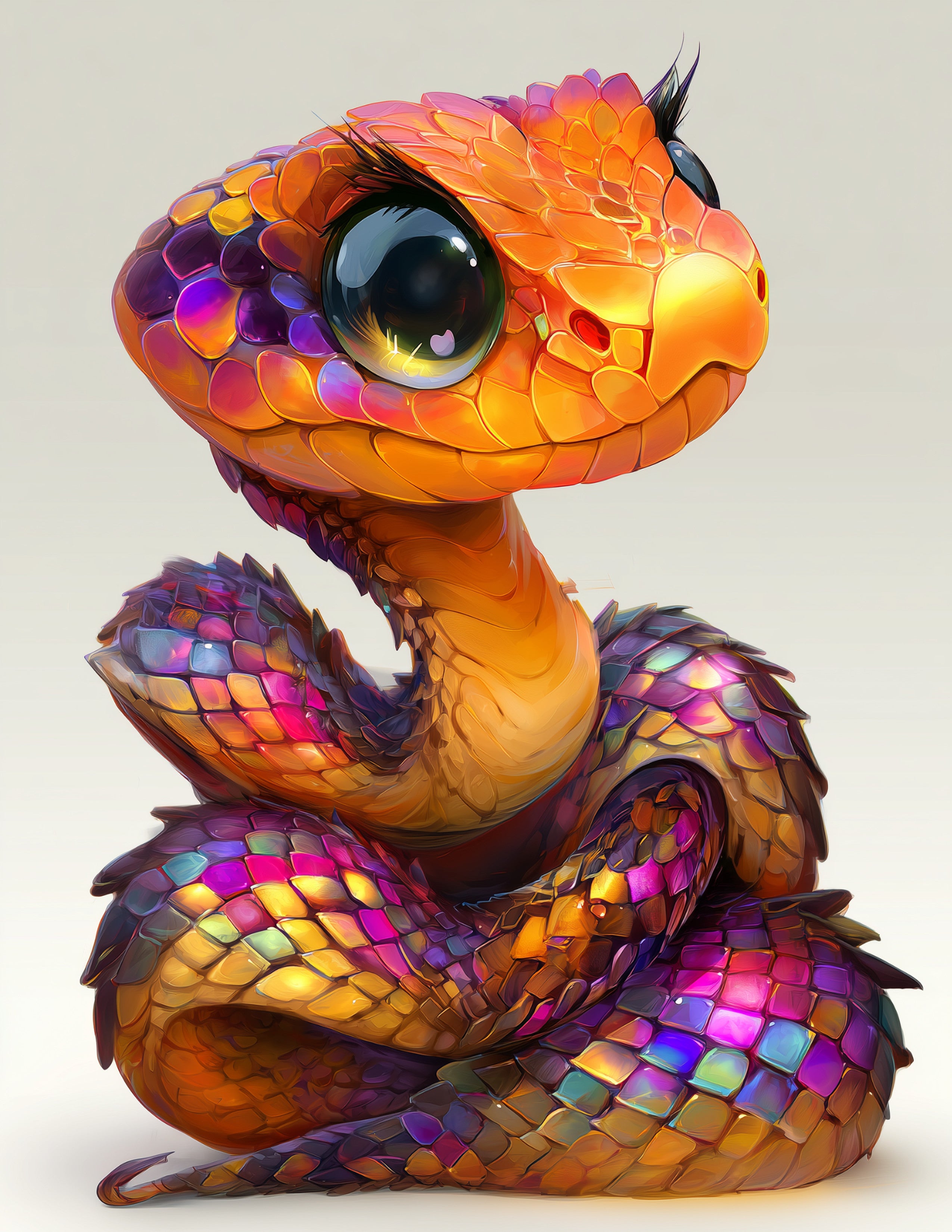Sunbeam Snake — Cute Cartoon Art, Calm Gradients Digital Wall Art, 3 Sizes Included, Nursery Decor