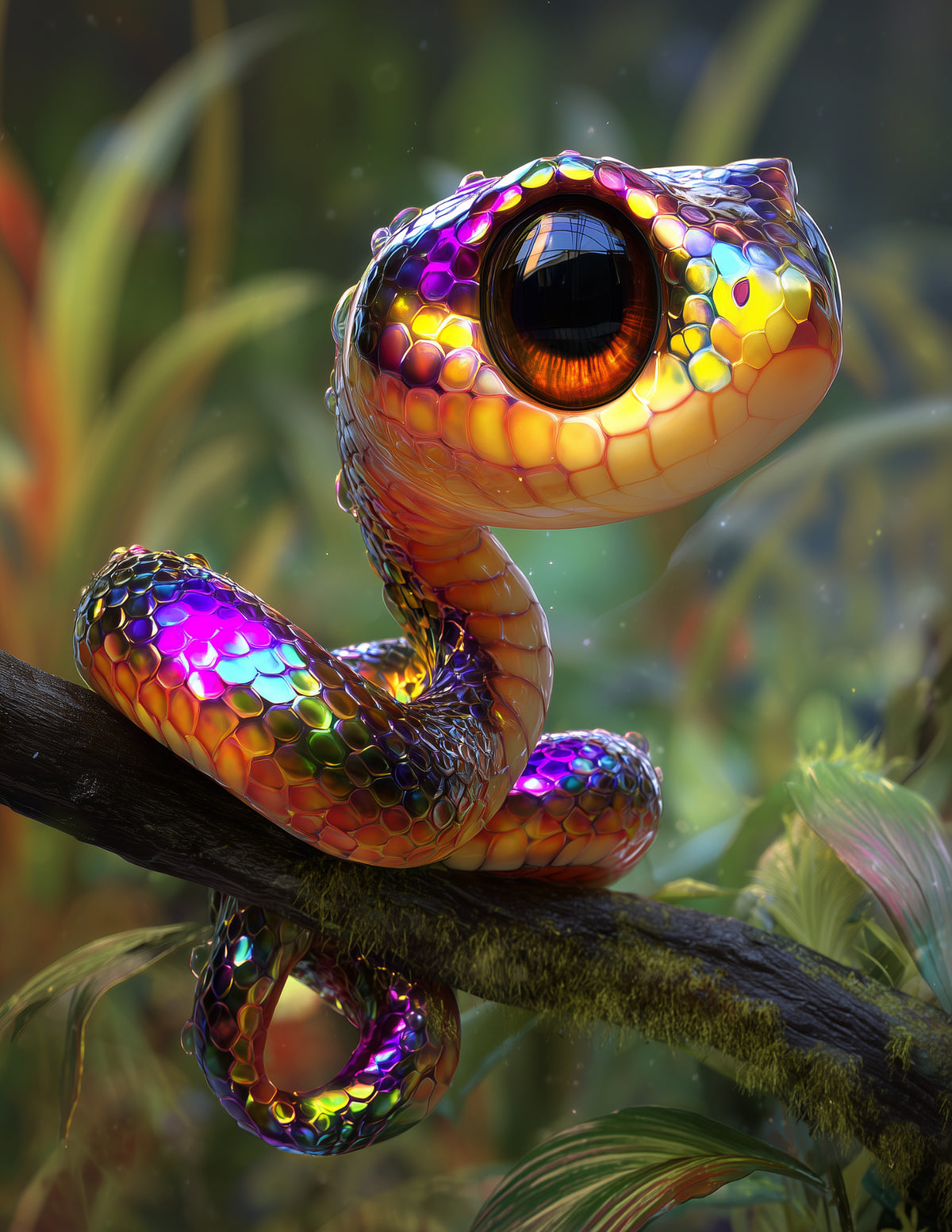 Sunbeam Snake — Cute Cartoon Art, Dreamy Hues Digital Wall Art, 3 Sizes Included, Nursery Decor