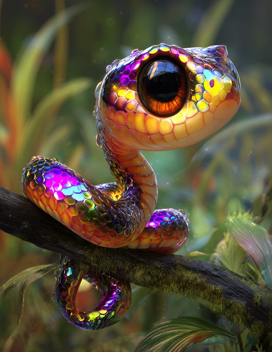 Sunbeam Snake — Cute Cartoon Art, Dreamy Hues Digital Wall Art, 3 Sizes Included, Nursery Decor