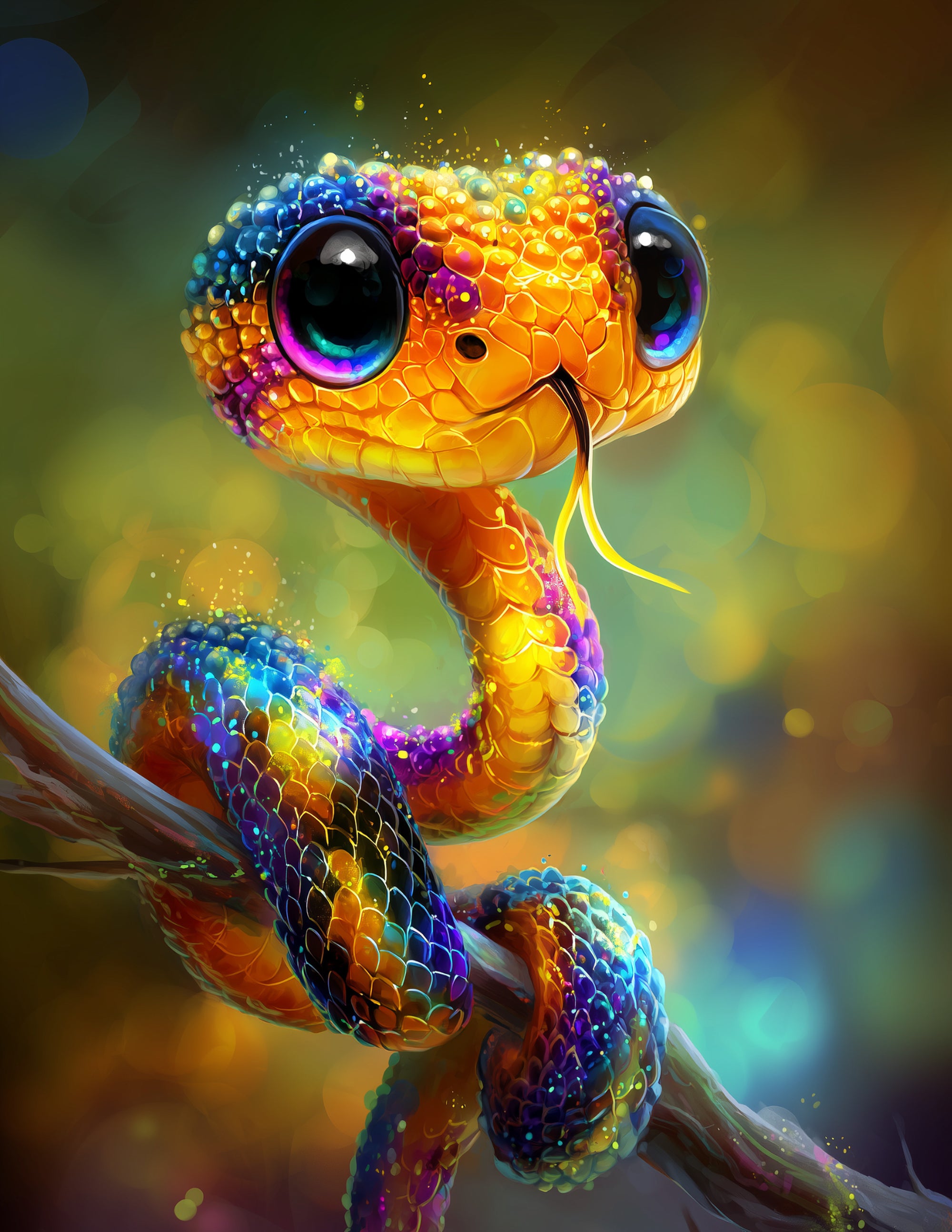 Sunbeam Snake — Cute Cartoon Art, Soft Tones Digital Wall Art, 3 Sizes Included, Nursery Decor