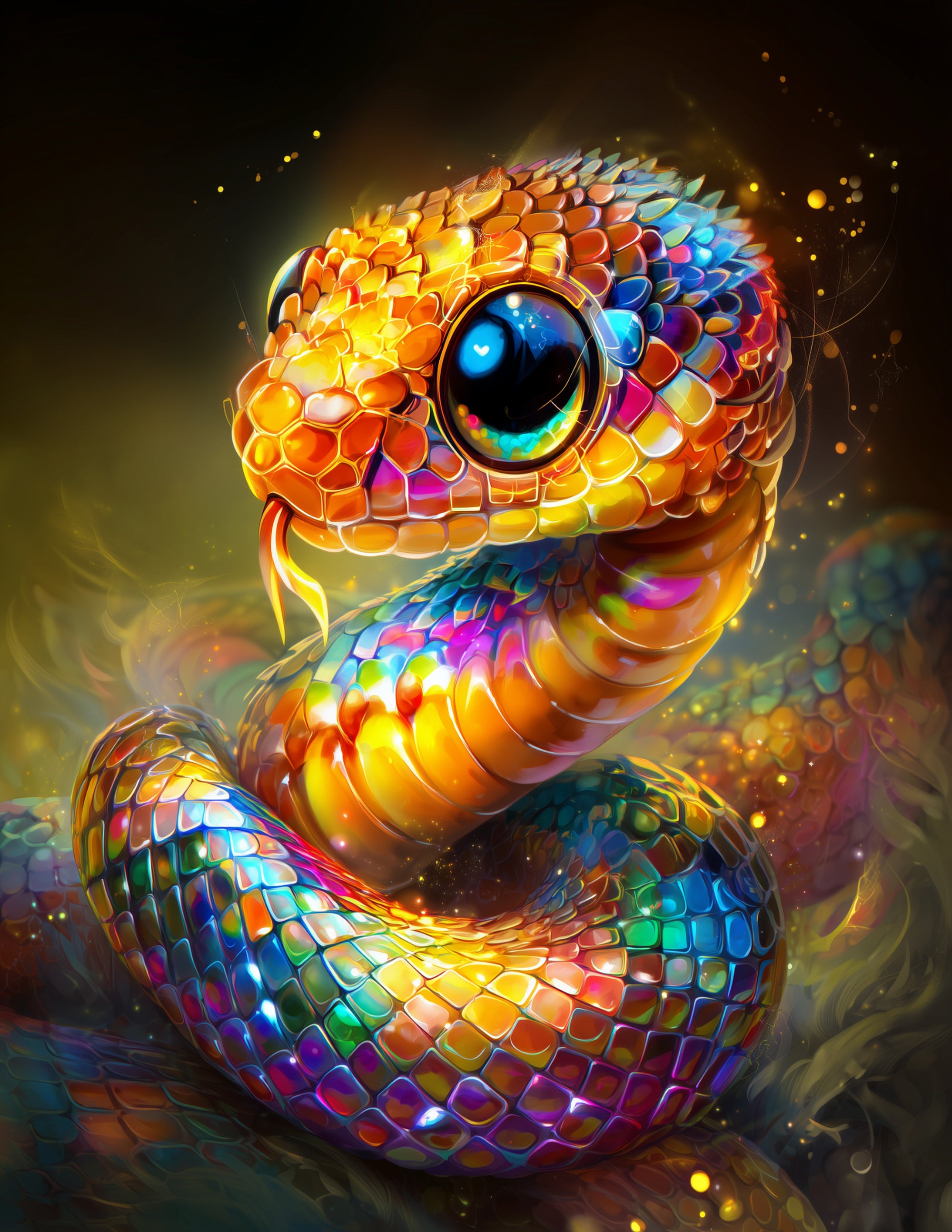 Sunbeam Snake — Cute Cartoon Art, Warm Pastels Digital Wall Art, 3 Sizes Included, Nursery Decor