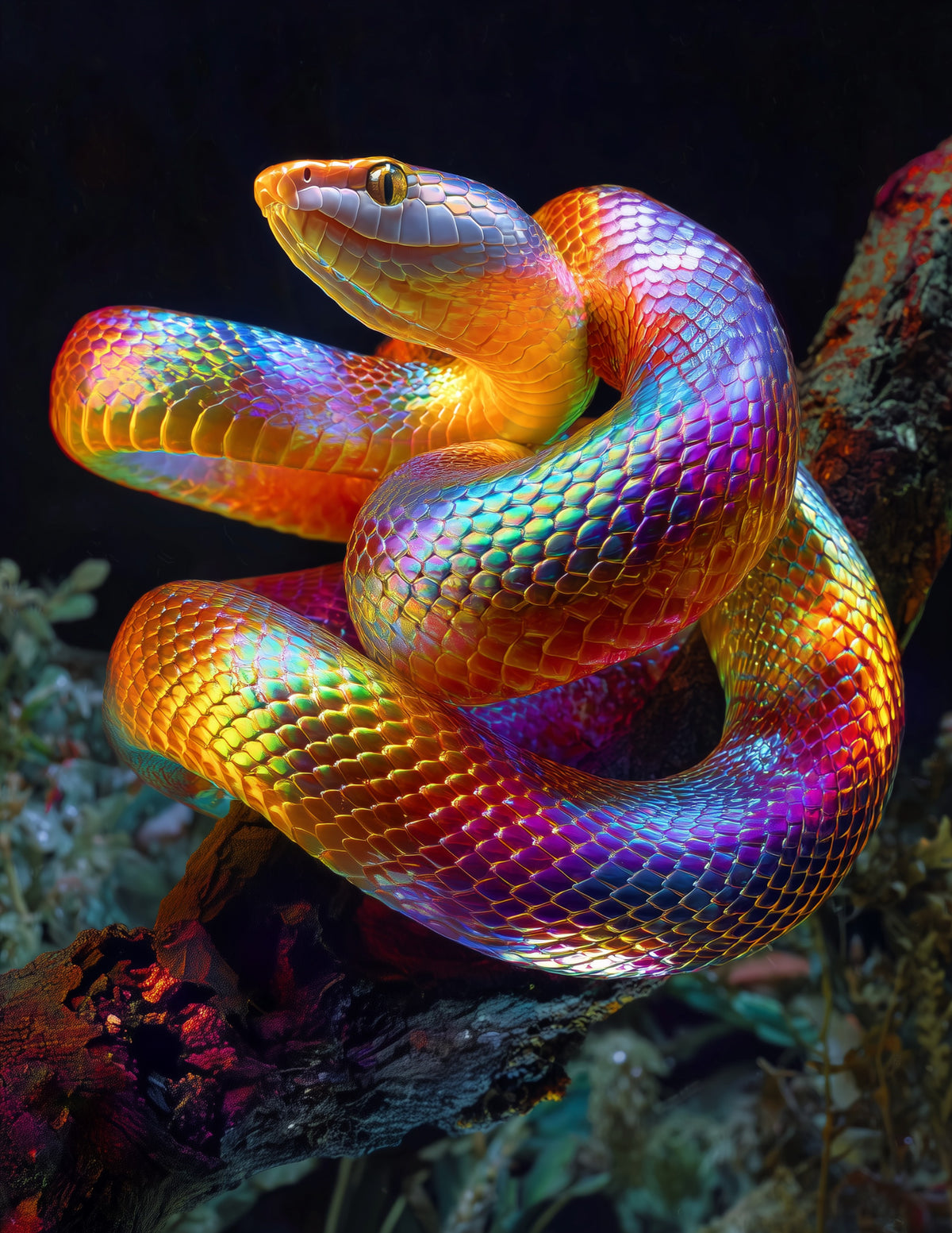 Sunbeam Snake — Fantasy Art, Amber Hues Digital Wall Art, 3 Sizes Included, Living Room Decor