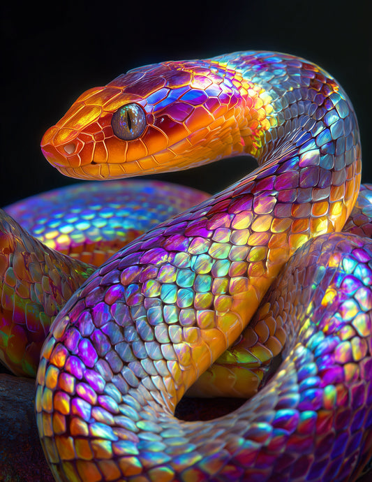 Sunbeam Snake — Fantasy Art, Midnight Tones Digital Wall Art, 3 Sizes Included, Living Room Decor