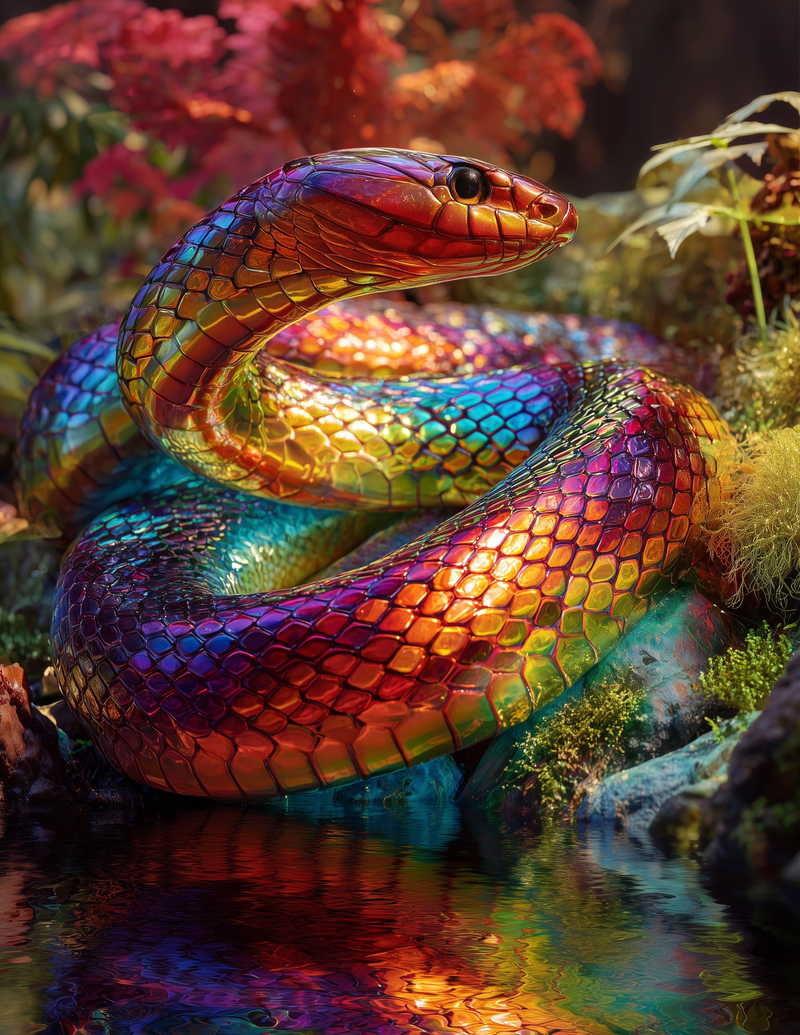 Sunbeam Snake — Fantasy Art, Soft Pastels Digital Wall Art, 3 Sizes Included, Living Room Decor