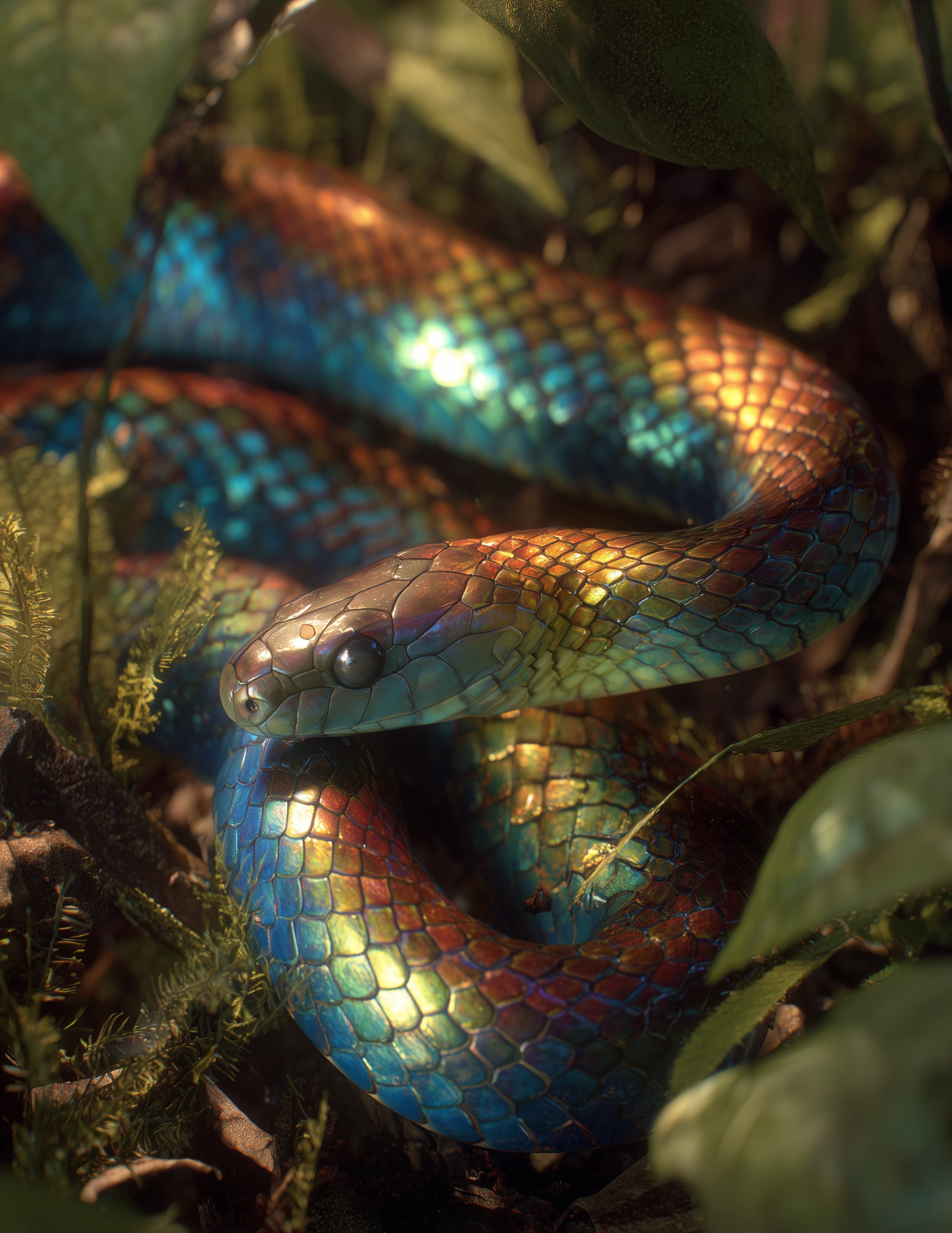 Sunbeam Snake — Realistic Art, Sunset Tones Digital Wall Art, 3 Sizes Included, Living Room Decor