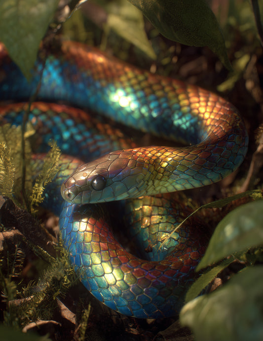 Sunbeam Snake — Realistic Art, Sunset Tones Digital Wall Art, 3 Sizes Included, Living Room Decor
