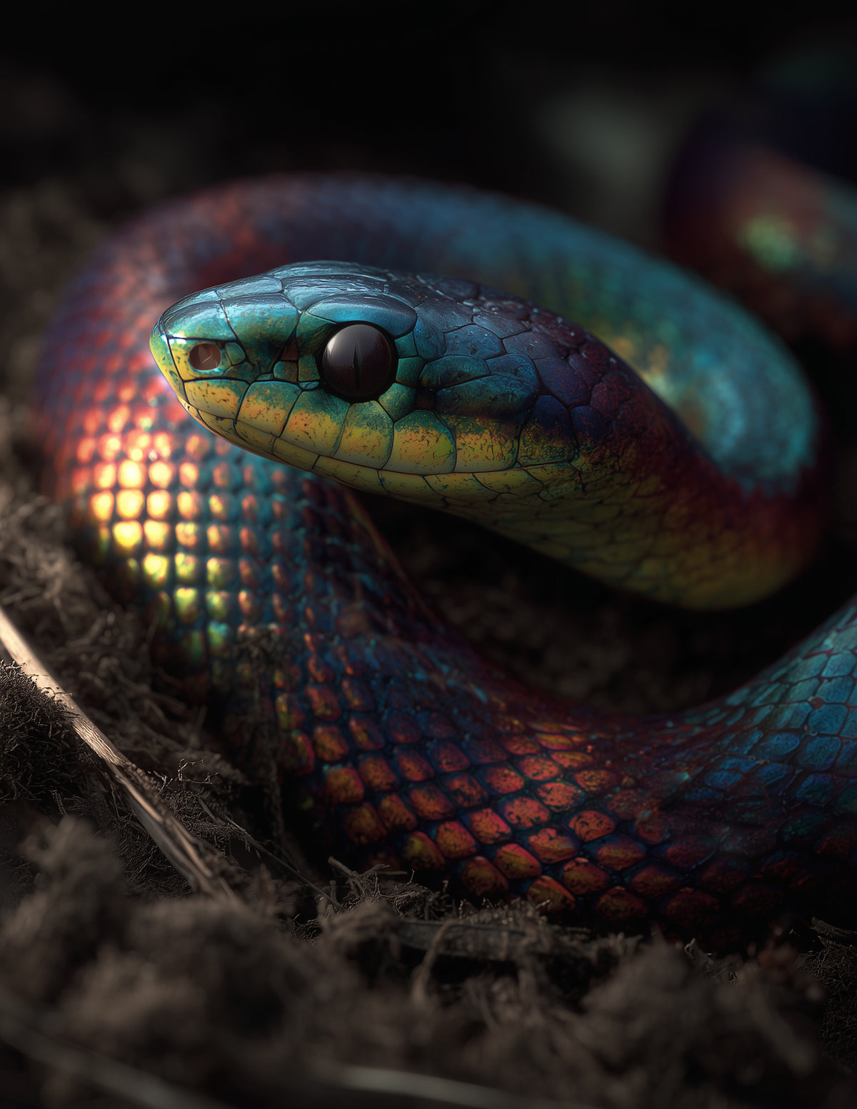 Sunbeam Snake — Realistic Art, Vibrant Palette Digital Wall Art, 3 Sizes Included, Living Room Decor