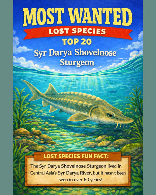 Syr Darya Shovelnose Sturgeon — Lost Species Art, Most Wanted Top 20, 3 Sizes Included, Living Room Decor